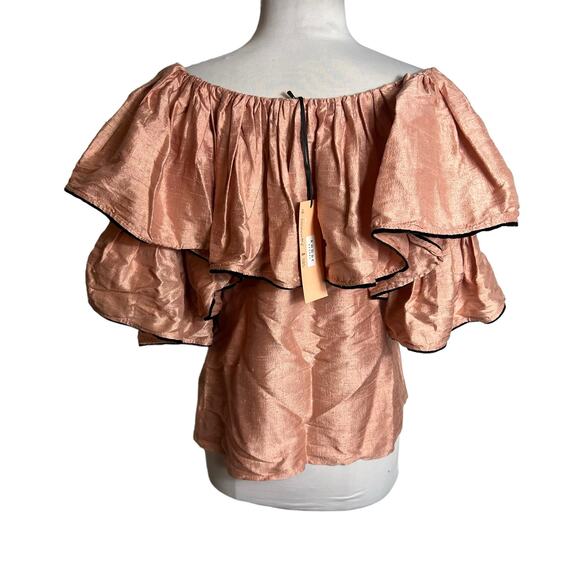 NWT Rhode Resort Blanca silk ruffle top blush - Picture 2 of 7